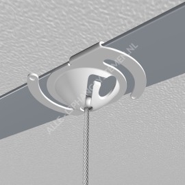 GeckoTeq Ceiling clip white metal with 200cm wire set 12kg