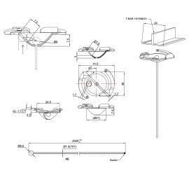 GeckoTeq Ceiling clip white metal with 200cm wire set 12kg