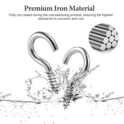 GeckoTeq - Crochet à vis ouvert galvanisé - en 3 tailles