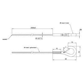 GeckoTeq 1,5mm Staaldraad met veiligheidshaak - 2 meter